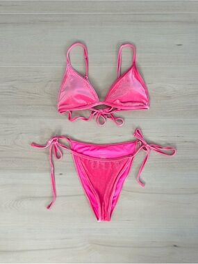 hot pink kendall and kylie velvet bikini set